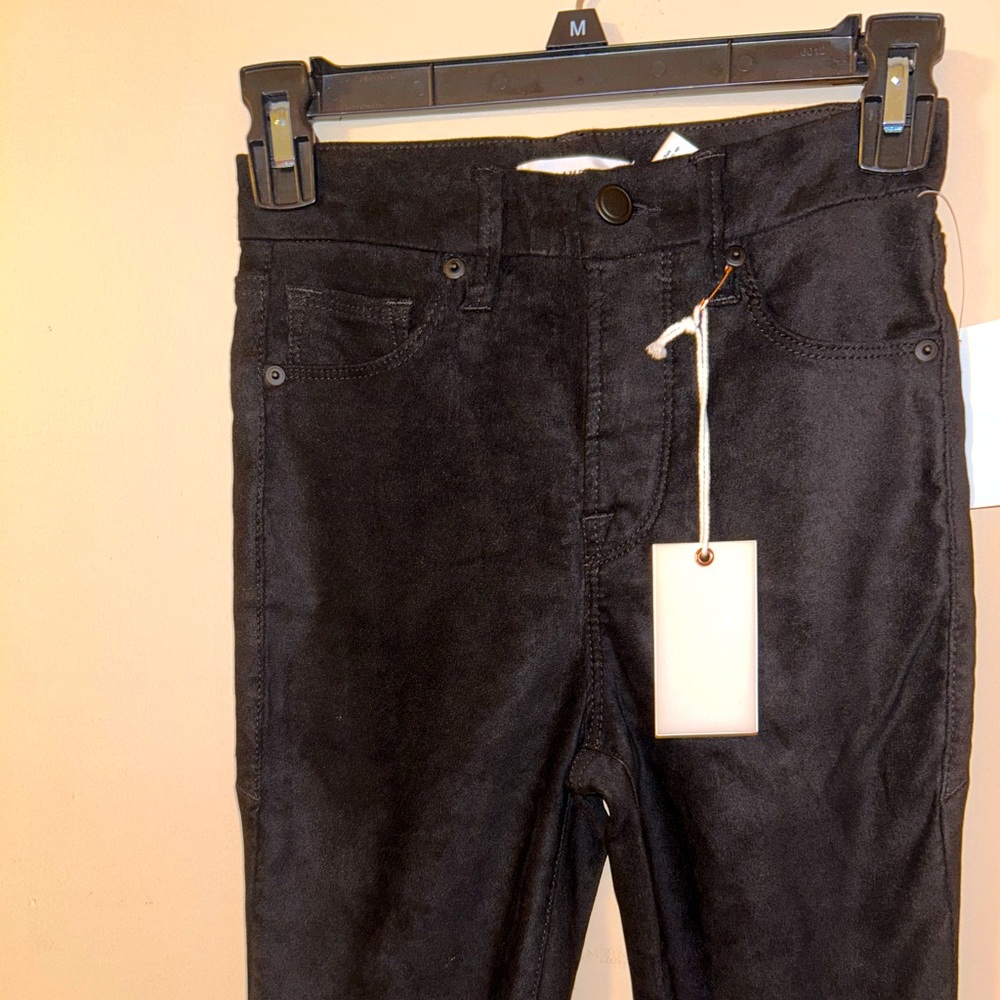 GOOD AMERICAN Black Suede Pants